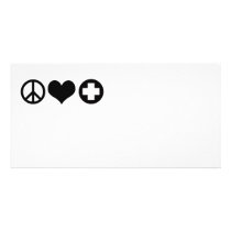 Peace Love and Health Care black Photo Cards