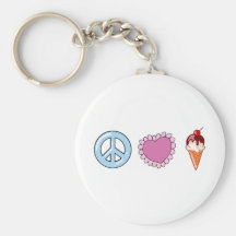 Peace Love and Ice Cream Keychains