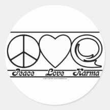 Peace Love and Karma Round Sticker