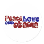 Peace Love And Obama stickers