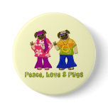 Peace, Love and Pugs Buttons