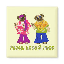 Peace Love and Pugs Magnets
