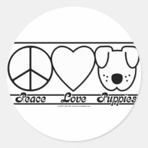 Peace Love and Puppies Round Sticker
