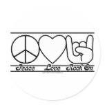 Peace Love and RockOn stickers