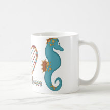 Peace, Love and Seahorses Mugs