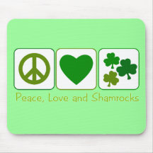 Peace, Love and Shamrocks Mouse Pad