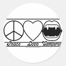 Peace Love and Vampires Stickers
