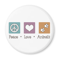 Peace Love Animals (Two Paws) Refrigerator Magnets