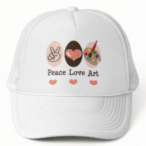 Peace Love Art Artist Hat