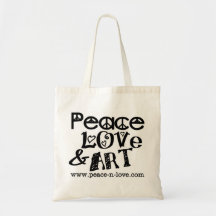 Peace, Love & Art Logo, Peace-n-Love.com Promo Tote Bags