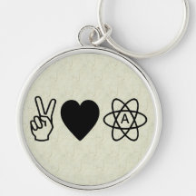 Peace Love Atheism Keychains