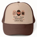 Peace Love Australian Cattle Dog Hat