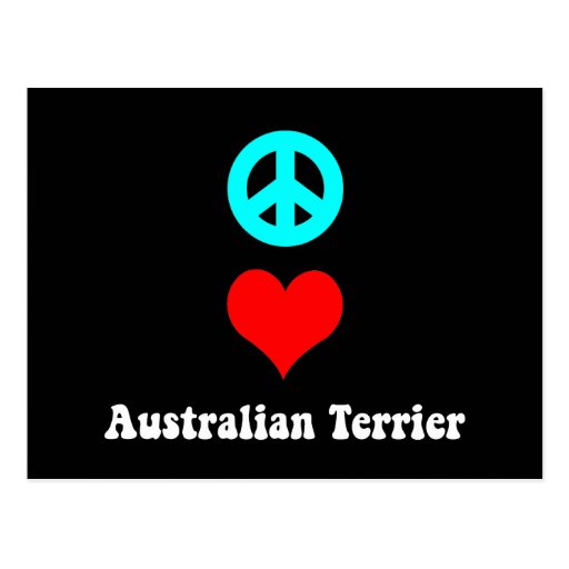 peace love australian terrier post cards