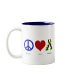 Peace. Love. Autism. (bright coloured) Mug