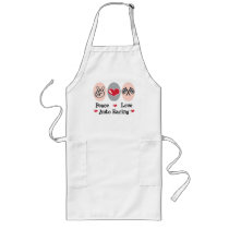 Peace Love Auto Racing Chequered Flag Apron