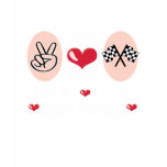 Peace Love Auto Racing Chequered Flag Kids T-shirt