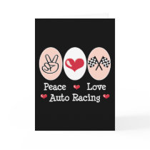 Peace Love Auto Racing Chequered Flag Notecard