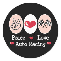 Peace Love Auto Racing Chequered Flag Stickers
