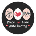 Peace Love Auto Racing Chequered Flag Stickers