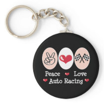Peace Love Auto Racing Key Chain