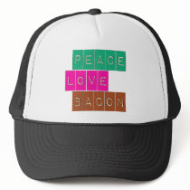 Peace Love Bacon Bright Colours Design Hats