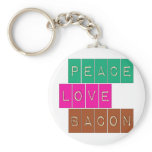Peace Love Bacon Bright Colours Design keychains