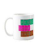 Peace Love Bacon Bright Colours Design mugs