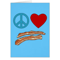 Peace Love Bacon Symbology Tshirt, Mug Card