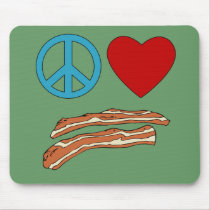 Peace Love Bacon Symbology Tshirt, Mug Mouse Pad