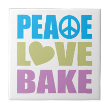 Peace Love Bake Ceramic Tile