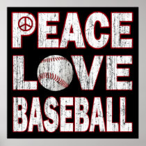 PEACE LOVE BASEBALL POSTER