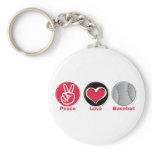 Peace Love Baseball red Key Chain