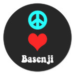 peace love Basenji Round Stickers