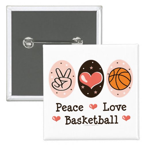 Peace Love Basketball Button