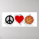 Peace Love Basketball Emblem Print