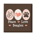 Peace Love Beagles Magnet