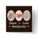 Peace Love Beethoven Button