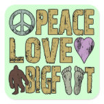 Peace Love Bigfoot Square Sticker