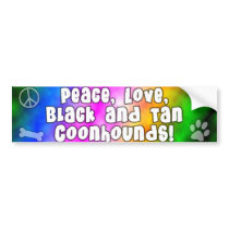 Peace Love Black & Tan Coonhounds Bumper Sticker