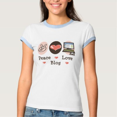 Peace Love Blog Ringer Tee Shirt by GeekTeesGifts