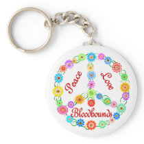 Peace Love Bloodhounds Keychain