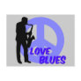 Peace love blues postcard