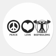 Peace Love Bodybuilding Round Sticker