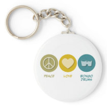 Peace Love Bongo Drums Key Chains