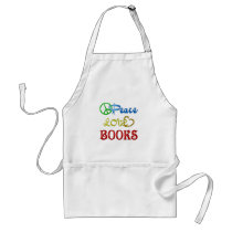 PEACE LOVE BOOKS APRON
