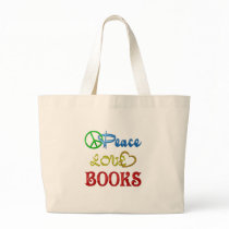PEACE LOVE BOOKS CANVAS BAG
