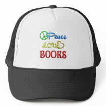 PEACE LOVE BOOKS TRUCKER HAT
