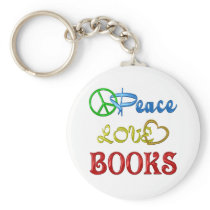 PEACE LOVE BOOKS KEY CHAIN