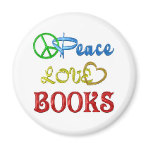 PEACE LOVE BOOKS FRIDGE MAGNET