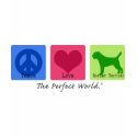 Peace Love Border Terrier t-shirts